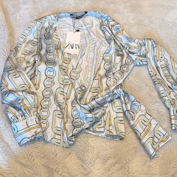 Zara Tops - Zara Chain Print Wrap Blouse